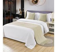 SWTKO Cotton Knit Bed Runner Knitted Textured Throw Blanket for Couch with Tassel Decorative Bedding Scarf Cover Solid Color Sofa Bed Runner for Hotel Home King Size Bed,beige,60 * 180cm/24 * 71in