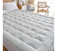 SWTMERRY Mattress Topper King size Bed - Cooling Quilted Fitted Mattress Protector Pillow Top with 18" Deep Pocket, Soft Breathable Bed Topper Cover, 150 * 200cm, White
