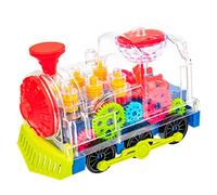 SWTOIPIG Gear Train Toy Light Up Music Electric Train Toy Transparent Rotating Mechanical Gear for Kids Educational Cartoon with Flashing Light Sound Music Locomotive