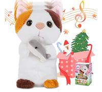 SWTOIPIG Talking Repeats What You Say Cat, Plush Stuffed Animal Interactive Electronic Pet, Dancing and Shaking Recording Toy, Animated Toy Pet Gift for Boys and Girls, H:7‘’