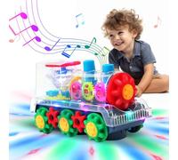 SWTOIPIG Transparent Gear Toy, Train, Luminous Musical Toy, 360° Rotating Electric Toy, Mechanical Gears, Walking Toy for Kids, Toy