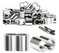 SWTYExt 10mm Wire Rope Crimping Sleeves 40pcs Cable Crimps Aluminum Sleeves Clip Wire Clamp Sleeves Choke Clamps Crimp Loop for Rubber Rope Trailer Tarpaulin Expander Rope Tarpaulin Rope Fastening