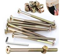 SWTYExt 12pcs Furniture Screws M6x120 mm Include Bed Bolts 120 mm Barrel Nuts M6 with Hex Key Furniture Bolts Zinc Plated Screws Hex Socket Head for Beds Cots Chairs