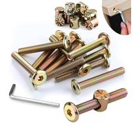 SWTYExt 12pcs Furniture Screws M6x40 mm Include Bed Bolts 40 mm Barrel Nuts M6 with Hex Key Furniture Bolts Zinc Plated Screws M6 Hex Socket Head Bed Screws and Bolts for Beds Cots Chairs