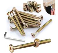 SWTYExt 12pcs Furniture Screws M6x80 mm Include Bed Bolts 80 mm Barrel Nuts M6 with Hex Key Furniture Bolts Zinc Plated Screws M6 Hex Socket Head Bed Screws and Bolts for Beds Cots Chairs