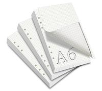 SWTYExt 3 Pack A6 Refills Paper Dotted 180 Sheets/360 Pages Refillable Notebook 6 Hole Ring Binder Inserts Thick Paper Organiser Planner for Office School Home