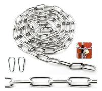 SWTYExt 304 Stainless Steel Chain 4 MM 2 Metre Heavy Duty Chain Metal Chains Link Chains with Carabiner Thick for Gate Padlock Outdoor Lifting Hanging Swing Bike Cycle Lock Pet