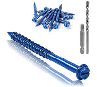 SWTYExt 50 Pcs Hex Flange Head Concrete Screws M4.8x70 mm Masonry Screws | Self Tapping Brick Screws, with Screwdriver and Drill Bit, Blue Coating, Slotted, High-Low Threads, for Cement Block, Wall