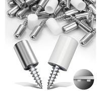 SWTYExt 60pcs Shelf Support Pegs Ø7.5mm Cabinet Shelf Supports with White Non-Slip Sleeve Self-Tapping Screws One-Piece Shelf Pegs Metal Shelf Support for Kitchen Cupboards Cabinet Wardrobe Furniture