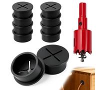 SWTYExt 8 Pcs Desk Grommet 30mm Desk Cable Hole Cover Black with 1 Hole Saw