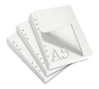 SWTYExt A5 Refills Paper 3 Pack Squared Paper Refill 180 Sheets/360 Pages Refill Pad A5 Refillable Notebook 6 Hole Ring Binder Inserts Thick Organiser Planner Inserts for Office School Home