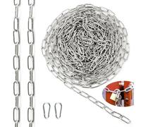 SWTYExt Chain 304 Stainless Steel Chain 2 MM 10 Metre Heavy Duty Chains Metal Chains Link with Carabiner Thick for Gate Padlock Outdoor Lifting Hanging Swing Bike Cycle Lock Pet