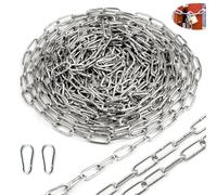 SWTYExt Chain 304 Stainless Steel Chain 3 MM 10 Metre Heavy Duty Chains Metal Chains Link with Carabiner Thick Chain for Gate Padlock Outdoor Lifting Hanging Swing Bike Cycle Lock Pet