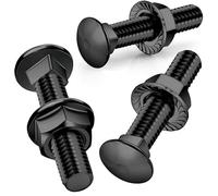 SWTYExt M5 Coach Bolts 25 Pcs Carriage Bolts M5x50mm Coach Bolt 304 Stainless Steel Black Oxide with Flange Hexagon Nuts DIN 6923 for Construction Industrial Machinery Home Decoration