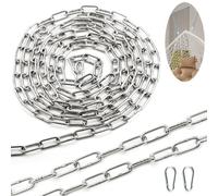 SWTYExt Stainless Steel Chain with Carabiner Steel Chain 2 m Diameter 3 mm Stainless Steel Chain V4A Link Chain Sold by the Metre Round Steel Chain Extension Chain for Dog Chain,