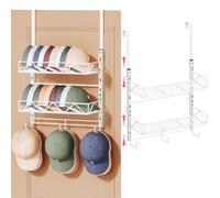 SWTYMIKI 2-Tier Over Door Wall Mount Hat Rack - Baseball Cap Organiser