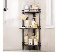 SWTYMIKI Corner Shower Caddy - 3 tier Bathroom Corner Shelf Shower Organizer Corner with 4 Hooks, Rust Free Standing Shower Caddy with Soap