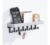 SWTYMIKI Key Holder for Wall - Key Hooks with 7 Hooks, Key Hangers Home Decor Key Rack Mail Organizer, Wall Mounted Key Holder for Hallway, Entryway, Bedroom, Mudroom, Office, White