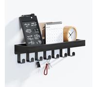 SWTYMIKI Key Holder for Wall - Key Hooks with 7 Hooks, Key Hangers Home Decor Key Rack Mail Organizer, Wall Mounted Key Holder for Hallway, Entryway, Bedroom, Mudroom, Office, Black