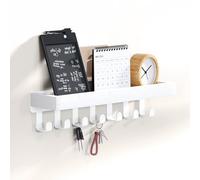 SWTYMIKI Key Holder for Wall - Key Hooks with 7 Hooks, Key Hangers Home Decor Key Rack Mail Organizer, Wall Mounted Key Holder for Hallway, Entryway, Bedroom, Mudroom, Office