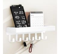 SWTYMIKI Key Holder with Wood Tray and 6 Hooks, Wall Mounted Key Racks, Key Hangers Home Decor Key Rack Mail Organizer for Hallway, Entryway, Bedroom, Mudroom, Office