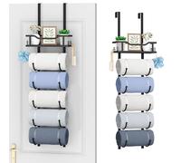 SWTYMIKI Over Door Towel Rack - 6 Tier Towel Storage Rack for Bathroom Wall Mounted, Towel Holder with Shelf, Hanging Rolled Towel Rail & Bathroom Storage Organiser for Bathroom, Camper, RV