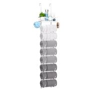 SWTYMIKI Over Door Towel Rail - 9 Tier Towel Racks for Bathroom Wall Mounted, Towel Holder with Shelf, Hanging Rolled Towel Storage Organizer for Small Bathroom, Camper, RV, White