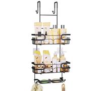 SWTYMIKI Shower Caddy Hanging - 3 Tier Over Door Shower Shelf With 16 Hooks and 2 Soap Dish, Rustproof Hanging Shower Organiser, Bathroom Storage Rack No Drill for Shampoo and Razor Soap, Black