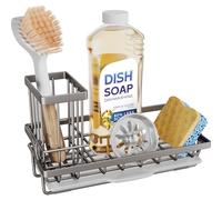 SWTYMIKI Sink Caddy Sponge Holder - Kitchen Sink Organizer with High Brush Holder for Countertop by the Holding Dish Soaps and Sponges, Stainless Steel, Sand Nickel