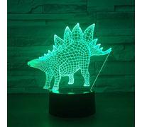 SWTZEQ 3D Illusion Desk Lamp Night Light Animal stegosaurus LED Nightlight Bedside Lamp 16 Colors Change, Smart Touch Button & Remote Control, Perfect Birthday Gifts for Girls Kids Children Boys Adult