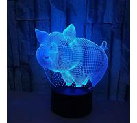 SWTZEQ 3D Illusion Desk Lamp Night Light Cartoon Pig LED Nightlight Bedside Lamp 16 Colors Change, Smart Touch Button & Remote Control, Perfect Birthday Gifts for Girls Kids Children Boys Adults