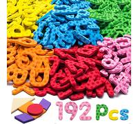 SWUNXION Educational Toy, 192 Pcs Foam DECORATIVE_MAGNET Magnets Set with Pattern Blocks for Kids, Fridge Refrigerator Toy, Classroom School, Learning Gift for Children Toddler