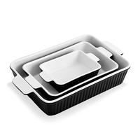 Swuut Casserole Dishes Set for Oven 33 x 23.5cm 13x9 inch, 4000ml Porcelain Baking Dishes, Ceramic Bakeware 3pcs Set,Kitchen Rectangular Deep Lasagna Pans with Handle