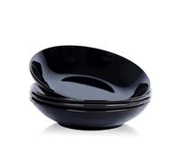 Swuut Ceramic 40oz Pasta Bowls Set of 4,9 inch Blue and White Large Salad Serving Bowl, Microwave and Oven Safe Dinner Dishes(Black)