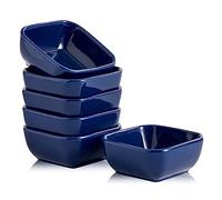Swuut Ceramic Dipping Bowls Set of 6,3 Ounce Porcelain Small Mini Bowl Square Soy Sauce Dish - Good for Tomato Sauce, Sushi Soy, BBQ...(Navy)