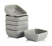 Swuut Ceramic Dipping Bowls Set of 6,3 Ounce Porcelain Small Mini Bowl Square Soy Sauce Dish - Good for Tomato Sauce, Sushi Soy, BBQ...(Grey)