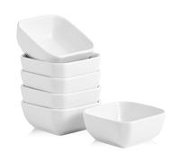 Swuut Ceramic Dipping Bowls Set of 6,3 Ounce Porcelain Small Mini Bowl Square Soy Sauce Dish - Good for Tomato Sauce, Sushi Soy, BBQ...(White)