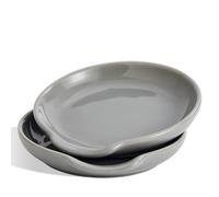 Swuut Ceramic Kitchen Utensil Holder Spoon Rest,Teabag Holder Dish for Tea,Kitchen Accessories Spoon Holder (Greyx2pcs)