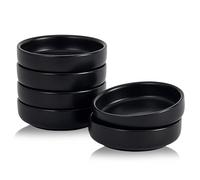 Swuut Ceramic Little Dish,9cm Dip Bowls Tea Bag Dishes Ramekins Set of 6, Small Bowls for Tapas Saucers Snack Balti Curry Ice Cream Sushi, Ketchup, BBQ (Black)