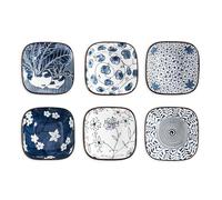 Swuut Japanese Style Ceramic Dipping Bowl,3.3'' Small Soy Sauce Dish for Condiments,Blue and White Small Bowl for Ketchup Stackable Side Dish Ramekins- Set of 6 (3.3 inch)