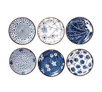 Swuut Japanese Style Ceramic Dipping Bowls,10cm Side Soy Sauce Dishes for Sushi,Dip,Snack and Oil,3 Oz Blue and White Pinch Bowls for Kitchen Prep - Set of 6(4 inch)