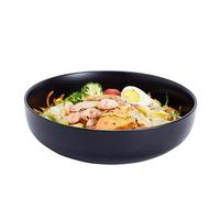 Swuut Large Serving Bowl, 2.8 Quart Big Salad Pasta Fruit Bowl,10'' Porcelain Matte Mixing Bowls,Wide Big Soup Bowl for Family,Microwave Dishwasher Safe (Black)
