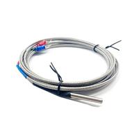 SWVABYI 1pc 4mm*30mm K J PT100 1m 2m 3m 5m 10m Probe Type Shielded Braide Wire Thermocouple Temperature Sensor for Temperature Controller(K Type 10m)