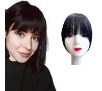 Swy Hair Bangs Hair Clip in Bangs 100% Real Human Hair Extensions Wispy Bangs Clip on Air Bangs for Women Hairpieces Curved Bangs for Daily Wear (Z-Natural Black, French Bangs)