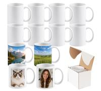 Swylexn Sublimation Mugs 11oz Blank, Plain White Mugs Set of 12, Coffee Mug, China Mug, Ceramic Plain Mug to Decorate Personalised Gift for Women, Men