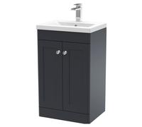 Swynnerton Traditional 2 Door Floor Standing Vanity Unit with Mid-Edge Basin, Dark Grey, 500mm