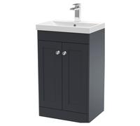 Swynnerton Traditional 2 Door Floor Standing Vanity Unit with Thin Edge Basin, Dark Grey, 500mm