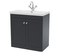 Swynnerton Traditional 2 Door Floor Standing Vanity Unit with Thin Edge Basin, Dark Grey, 800mm