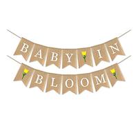 SWYOUN Burlap Baby in Bloom Banner with Flower Sign Boy Girl Spring Theme Party Supplies Baby Shower Garland Decoration