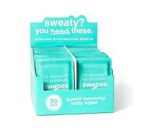 Swypes Large Body Wipes for Adults No Shower - 50 Pack Shower Wipes, 100% Biodegradable Dual-Sided Cleansing Wet Wipes for Adults with Vitamin E for Face & Body, Perfect for Gym, Travel & Camping